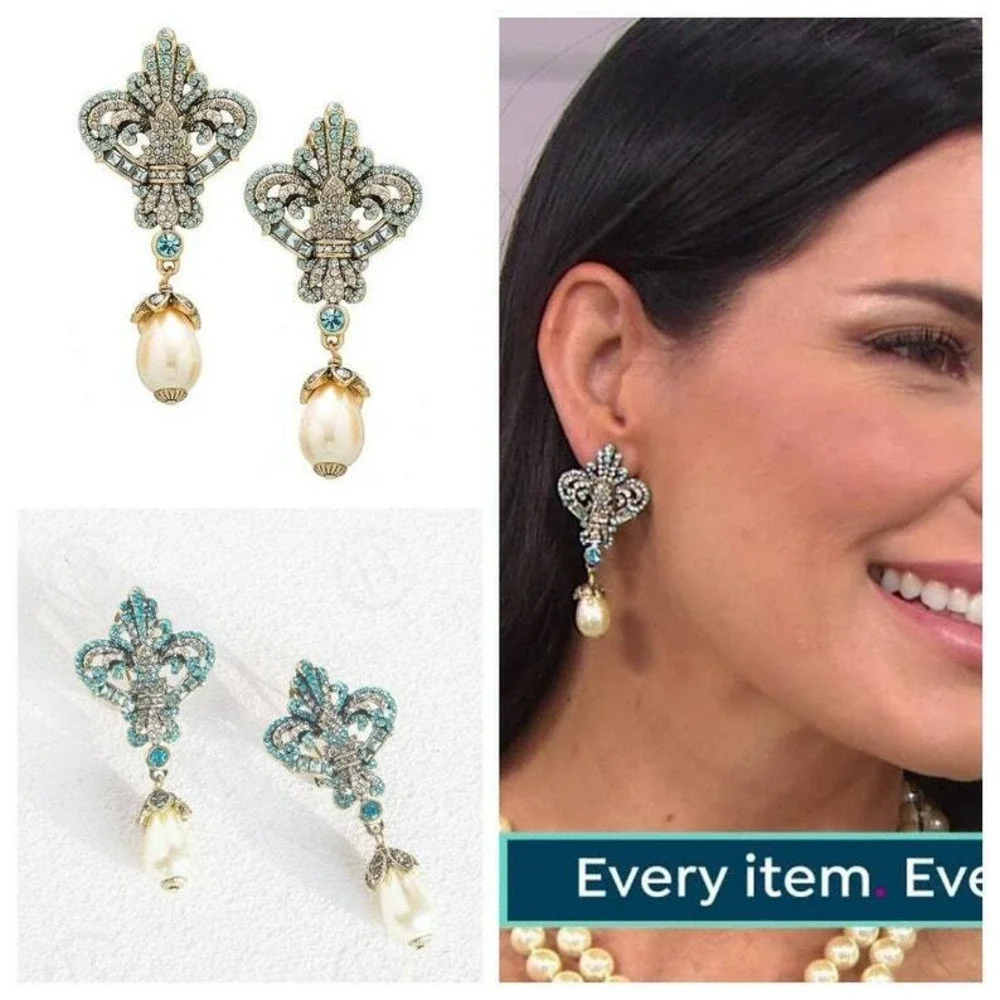 NEW Heidi‎ Daus fleur de lis Earrings